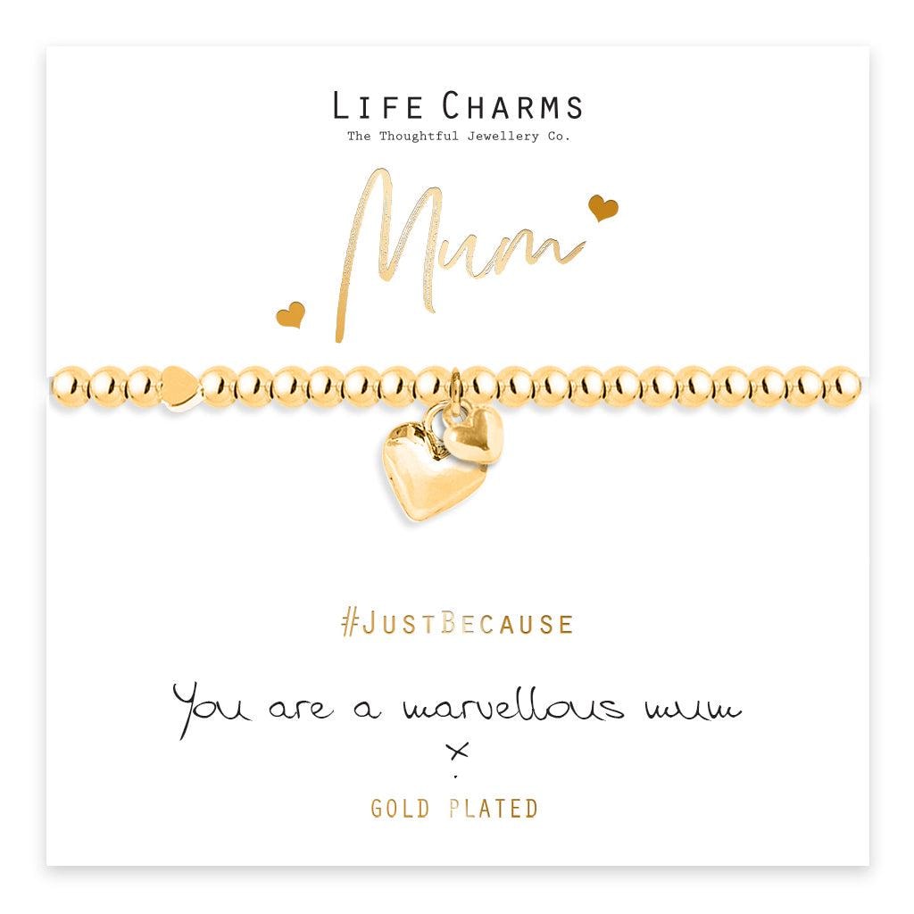 Marvellous Mum gold hearts charm bracelet