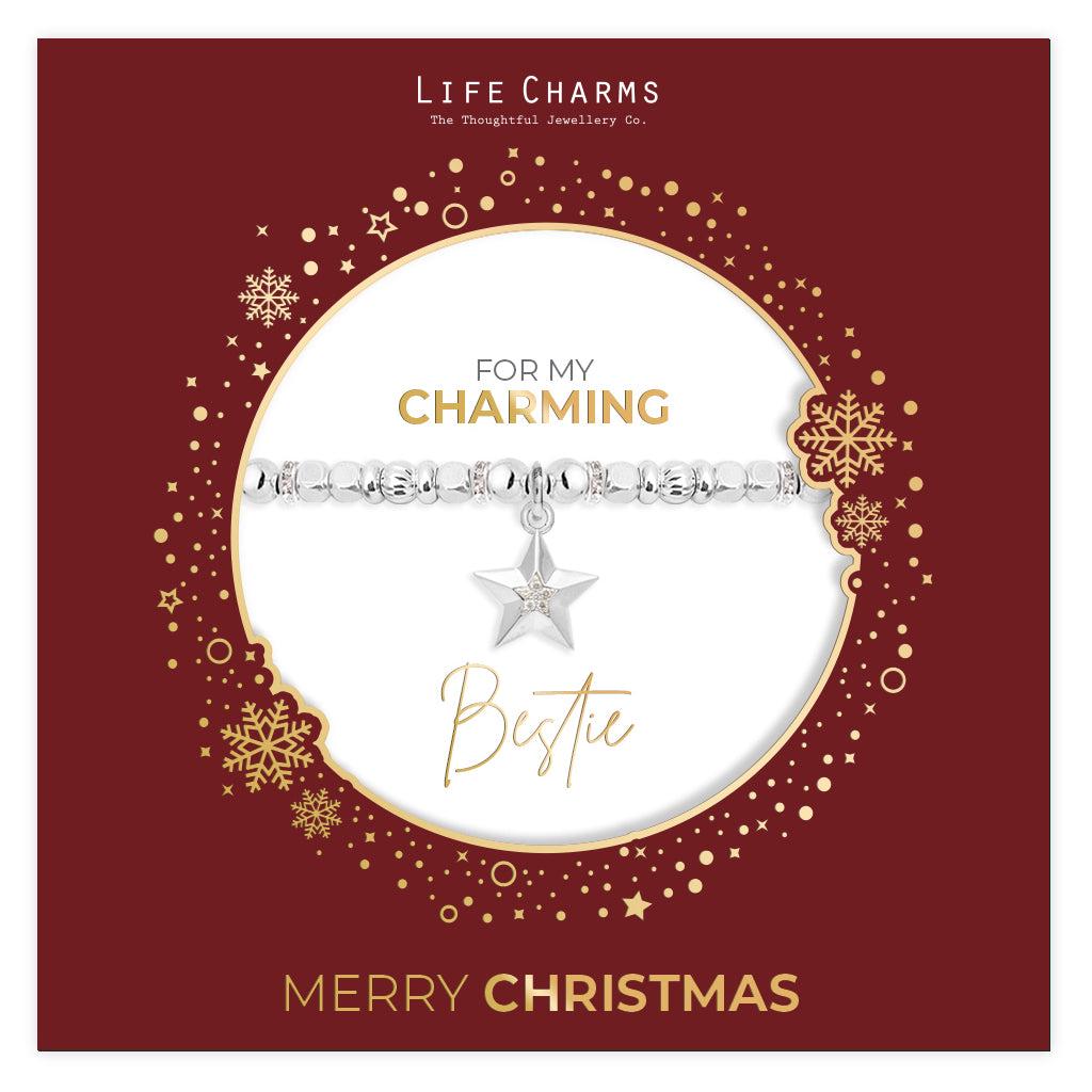 Charming Bestie sparkly bracelet in a Christmas sleeve