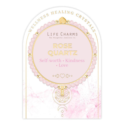 Rose Quartz &amp; gold beads healing crystals bracelet