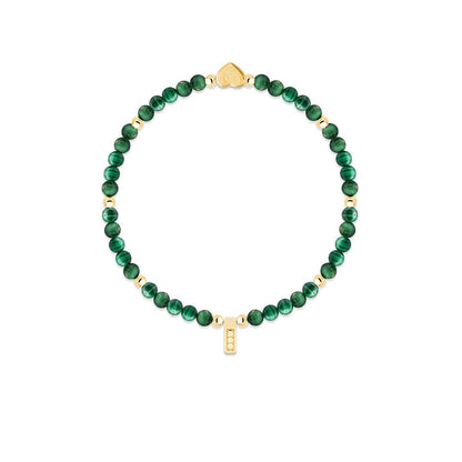Malachite &amp; Gold beads healing crystals bracelet