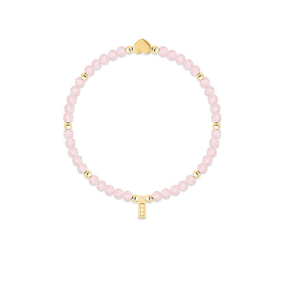 Rose Quartz &amp; gold beads healing crystals bracelet