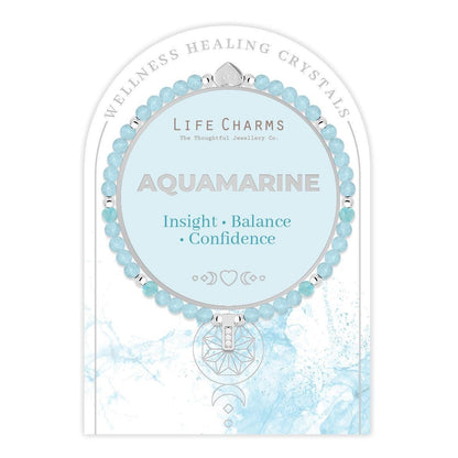 Aquamarine &amp; silver beads healing crystals bracelet