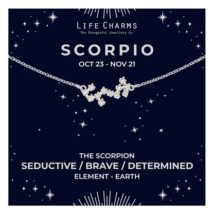 Scorpio Silver Zodiac Constellation Necklace