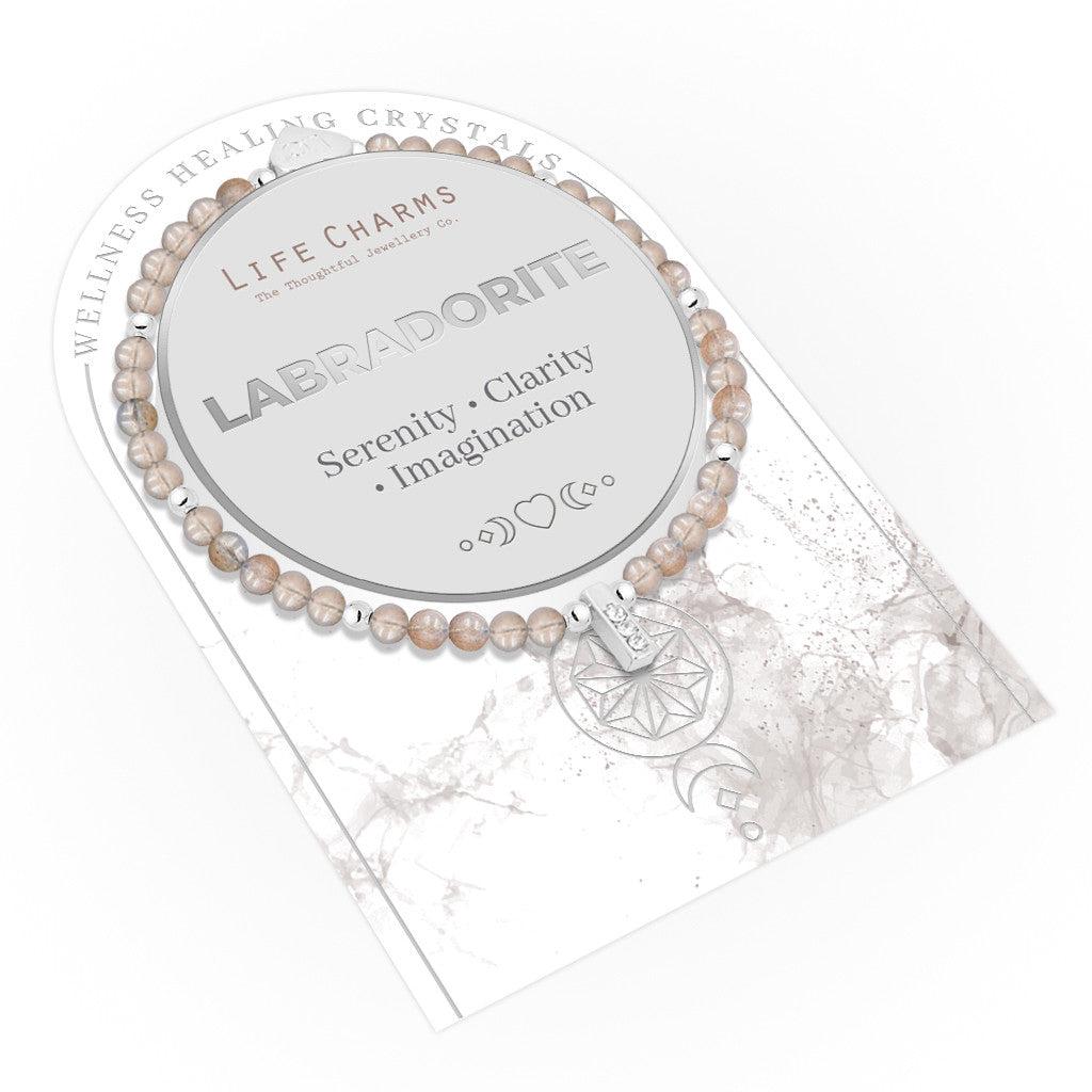 Labradorite &amp; silver beads healing crystals bracelet