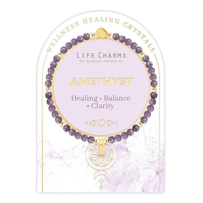 Amethyst &amp; gold beads healing crystals bracelet