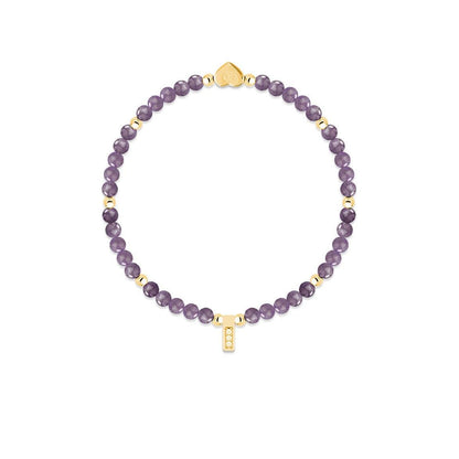 Amethyst &amp; gold beads healing crystals bracelet