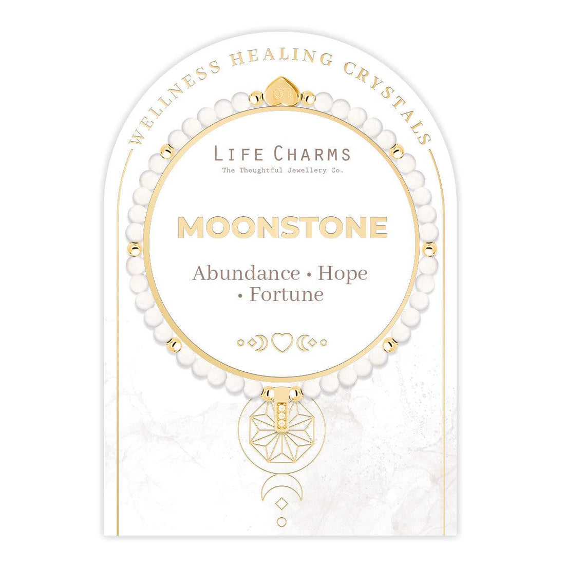 Moonstone &amp; gold beads healing crystals bracelet