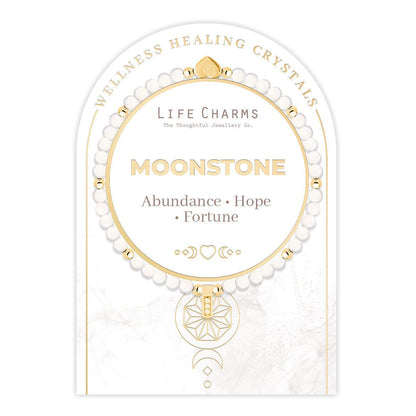 Moonstone &amp; gold beads healing crystals bracelet