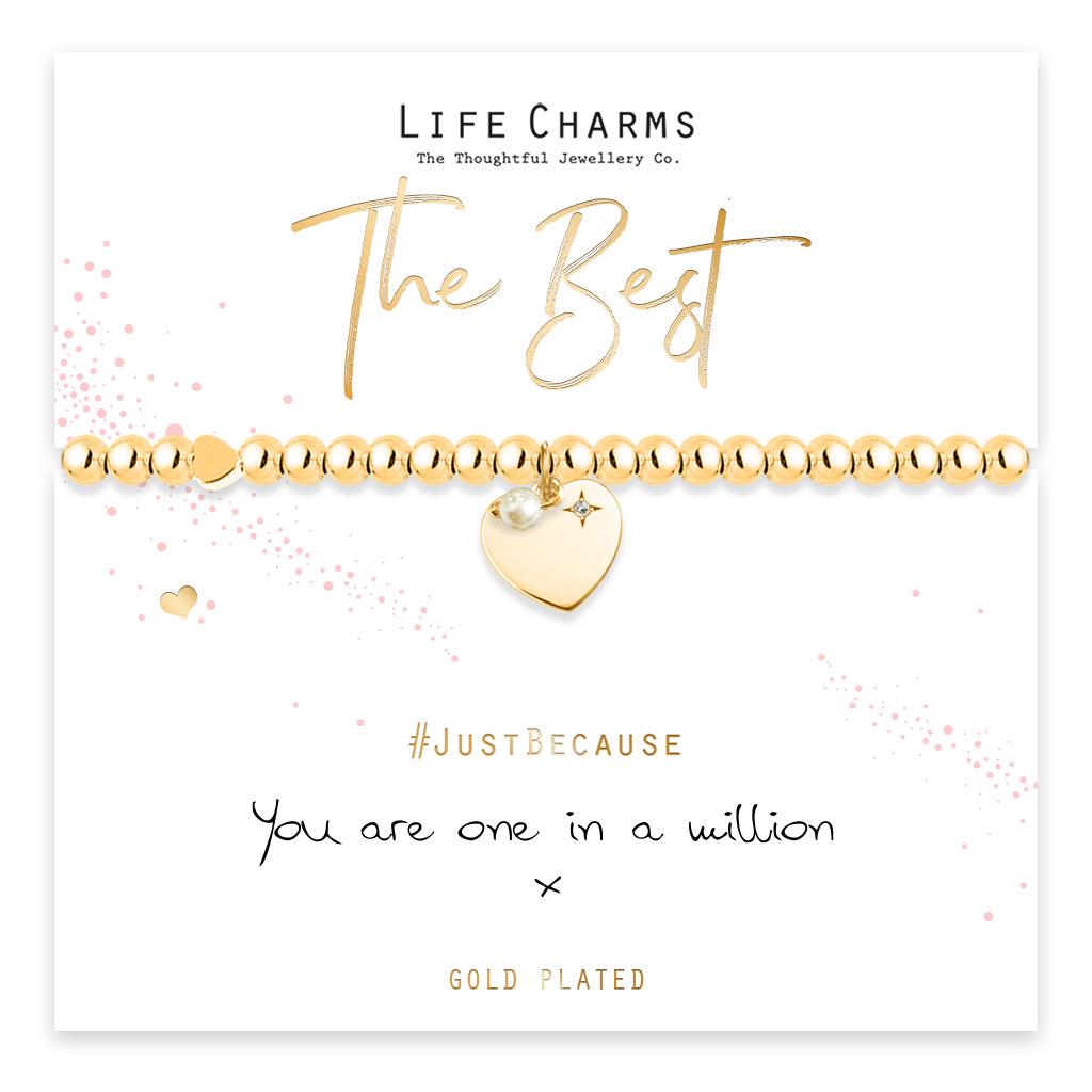 One in a million gold heart charms bracelet