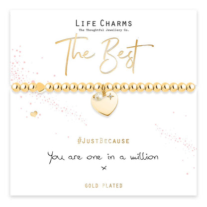 One in a million gold heart charms bracelet