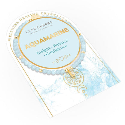 Aquamarine &amp; gold beads healing crystals bracelet