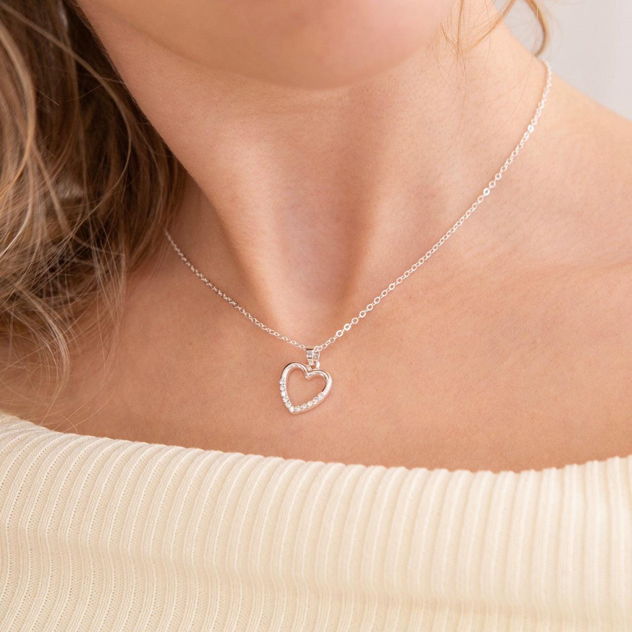 Heart with stones pendant necklace