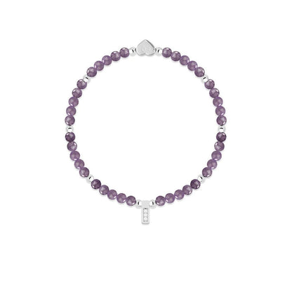 Amethyst &amp; silver beads healing crystals bracelet