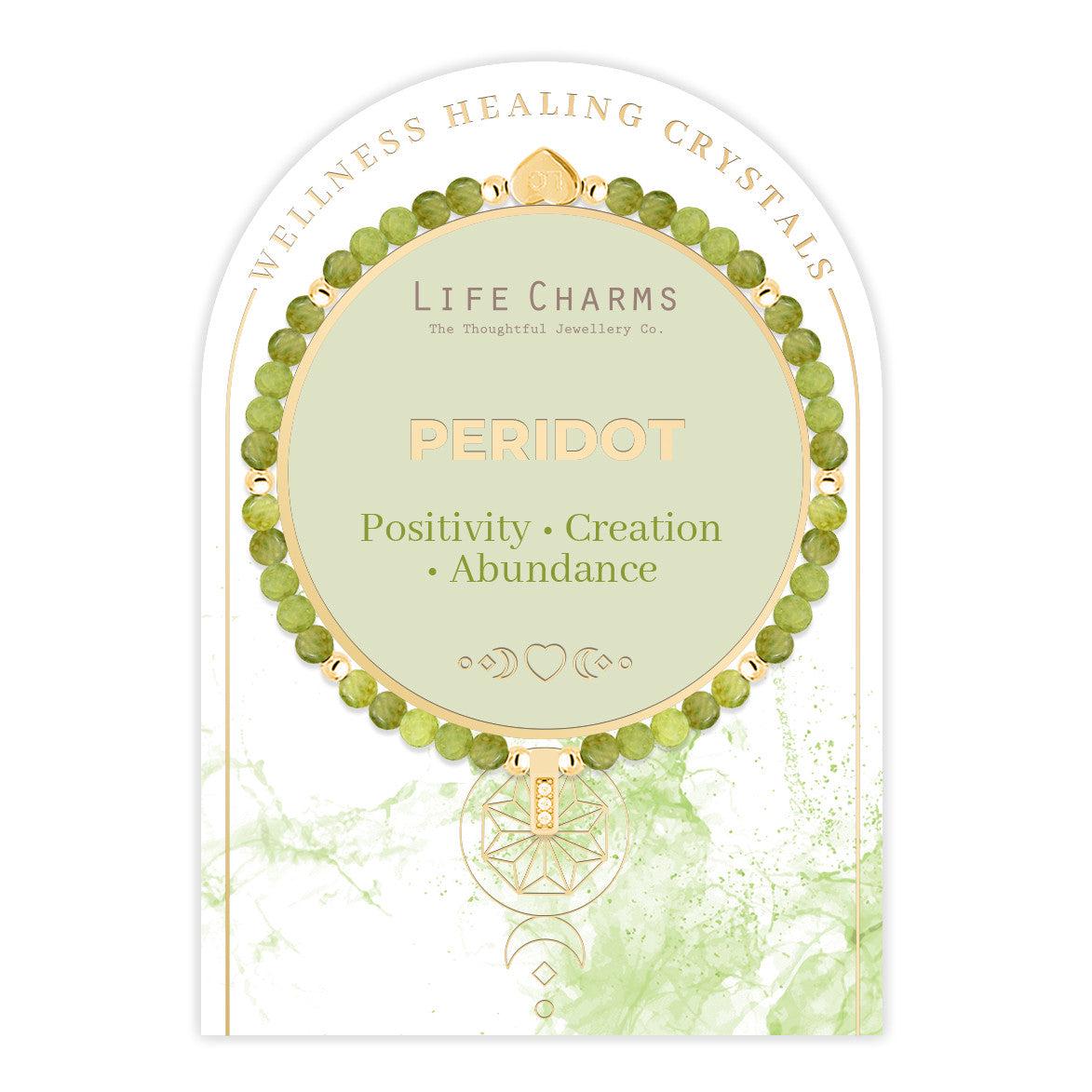 Peridot &amp; gold beads healing crystals bracelet