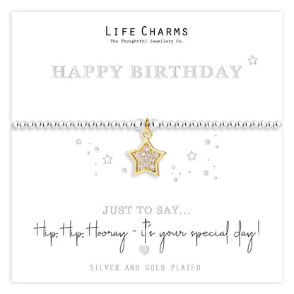 Just To Say Happy Birthday gold star charm bracelet