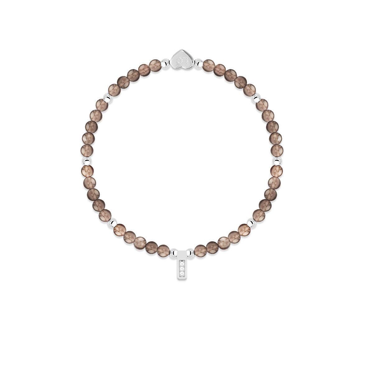 Smoky Quartz &amp; silver beads healing crystals bracelet