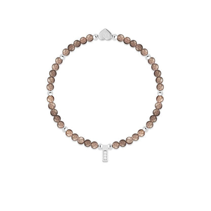 Smoky Quartz &amp; silver beads healing crystals bracelet