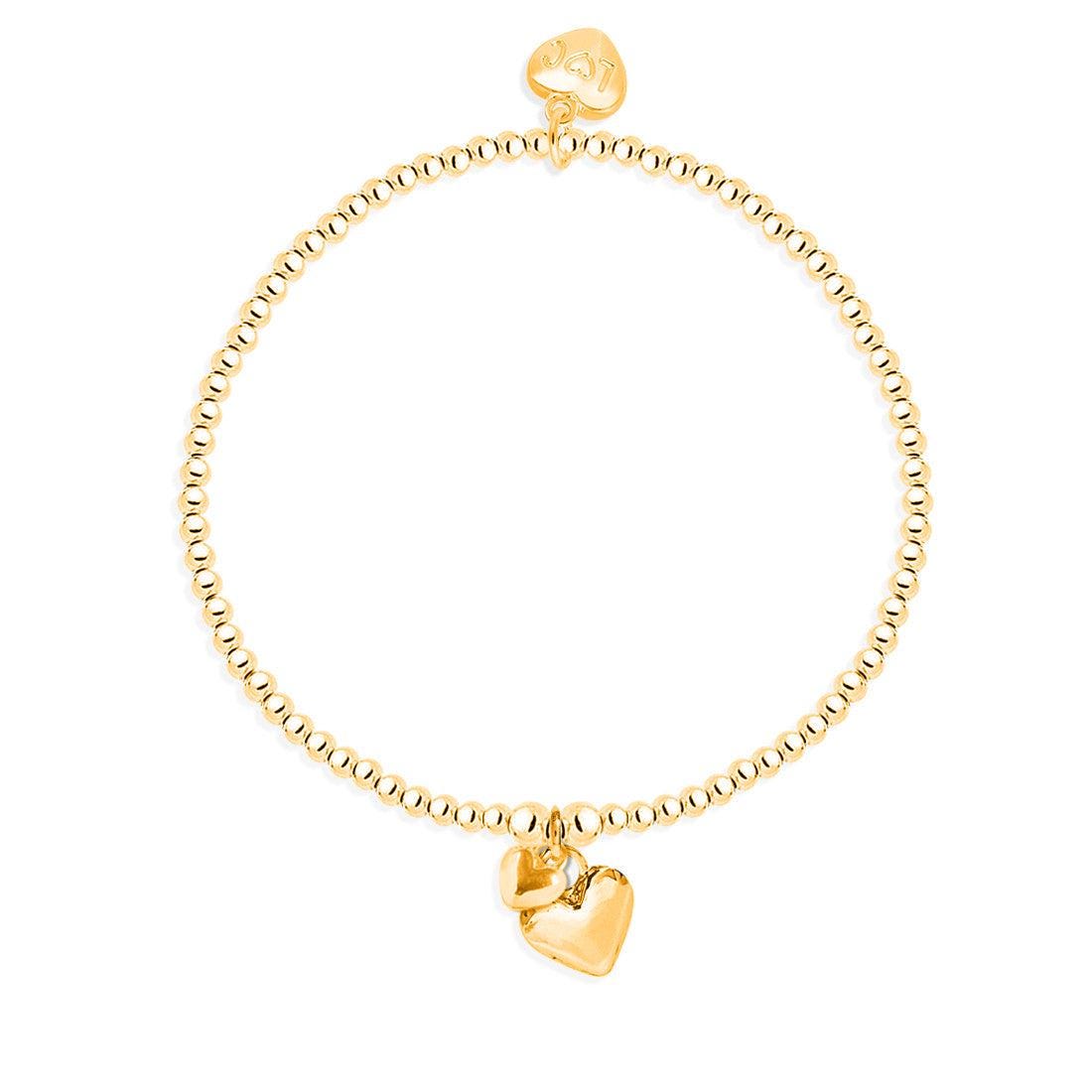 Puffed mixed heart bracelet in gold
