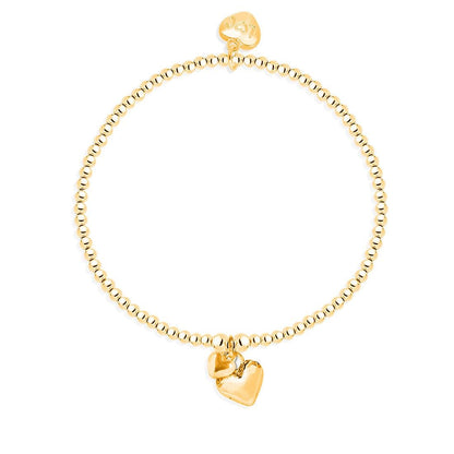 Puffed mixed heart bracelet in gold