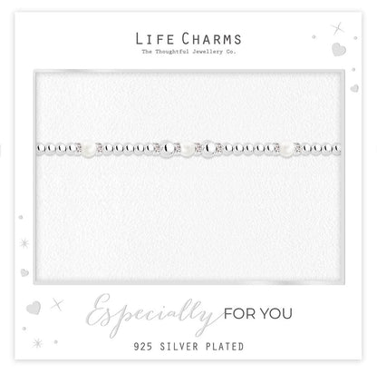 Freshwater pearl bead bracelet in silver