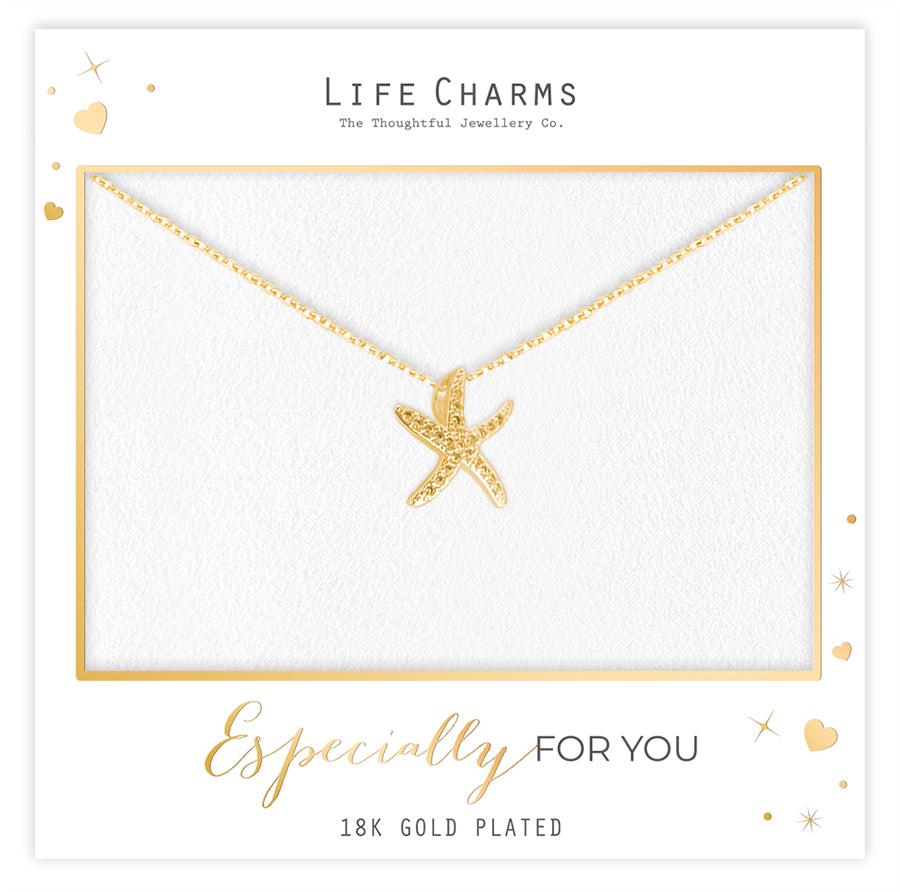Sparkle starfish pendant necklace in gold