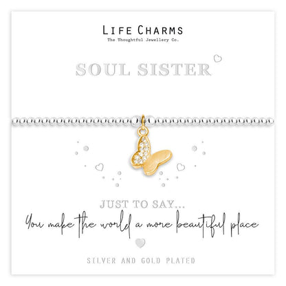 Just To Say Soul sister gold butterfly charm bracelet