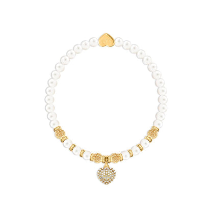 Bride - Freshwater pearls charm bracelet in flower box