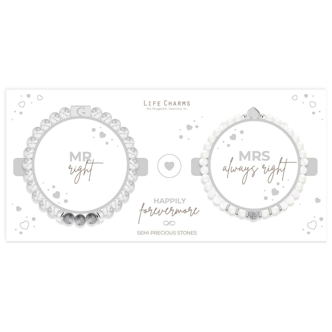 Mr right &amp; Mrs always right semi precious stones bracelet set