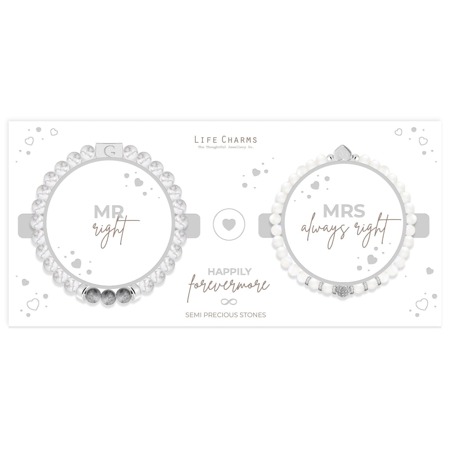 Mr right &amp; Mrs always right semi precious stones bracelet set
