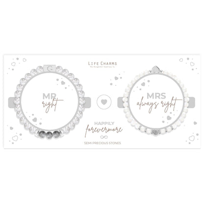 Mr right &amp; Mrs always right semi precious stones bracelet set