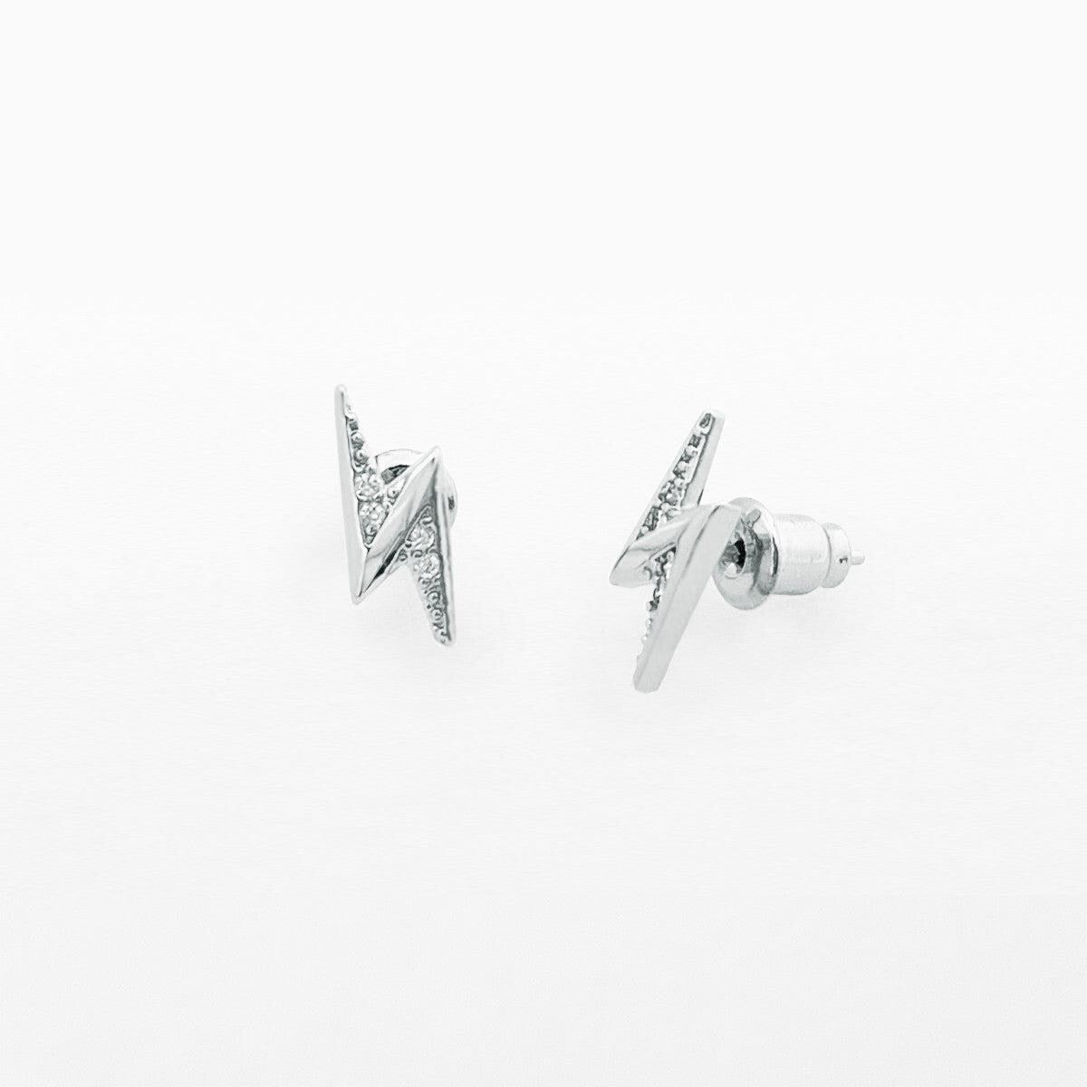 Thunderbolt silver stud earrings