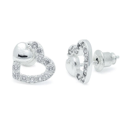 The 2 Hearts Cz Silver Studs