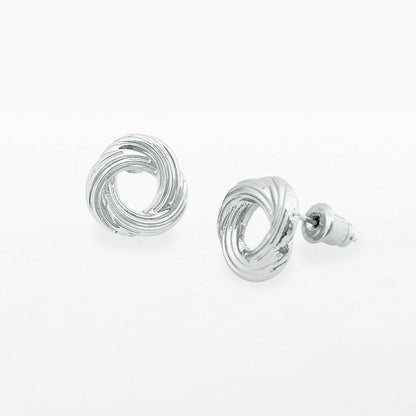 Silver knot stud earrings
