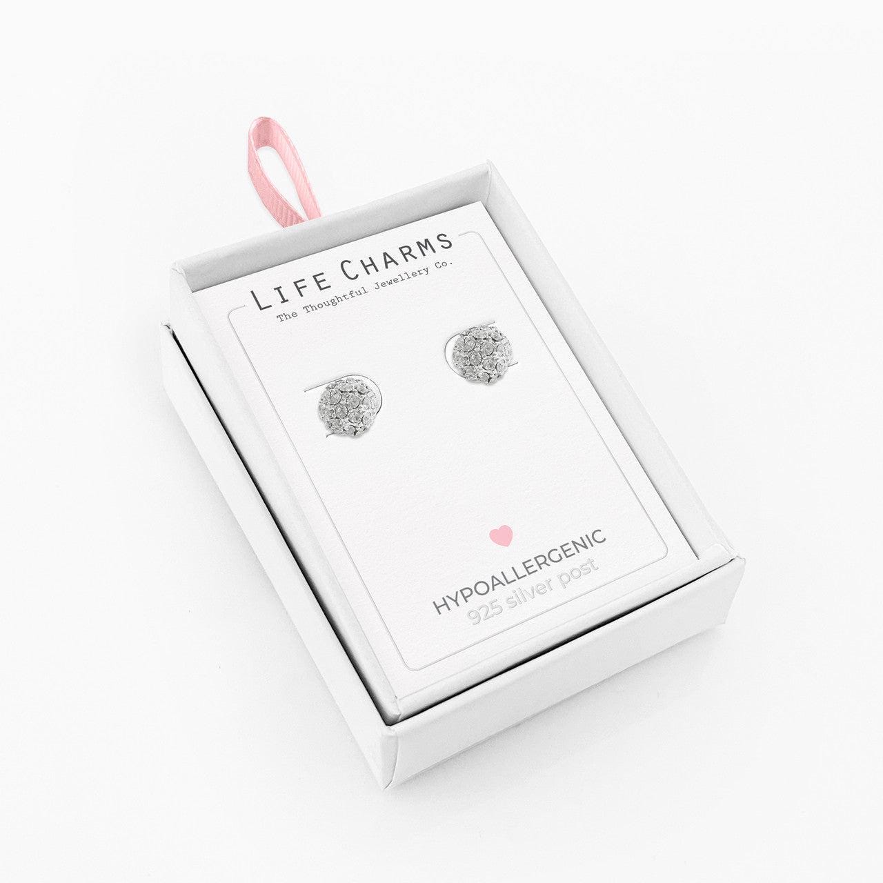 Crystal disco ball silver studs