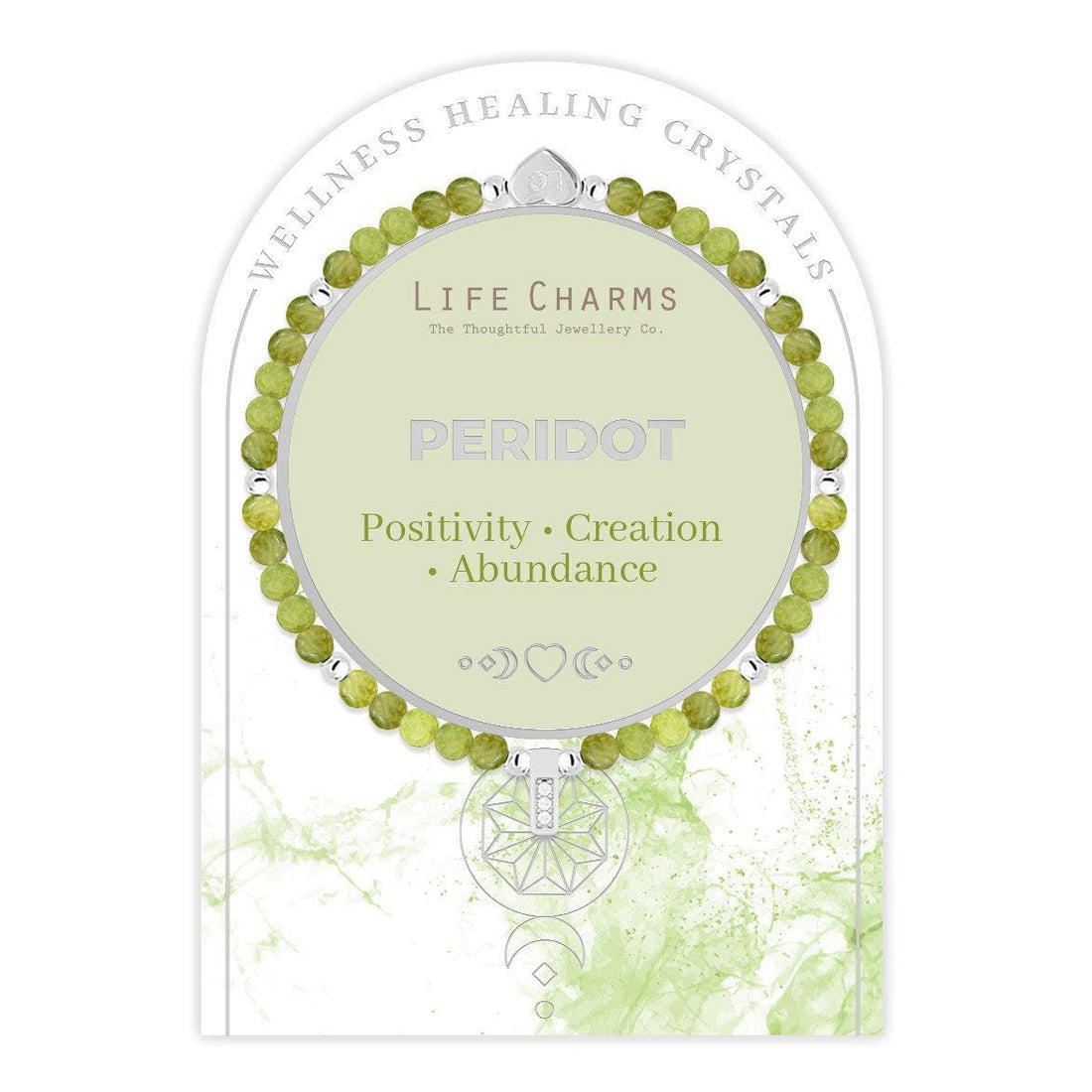 Peridot &amp; silver beads healing crystals bracelet