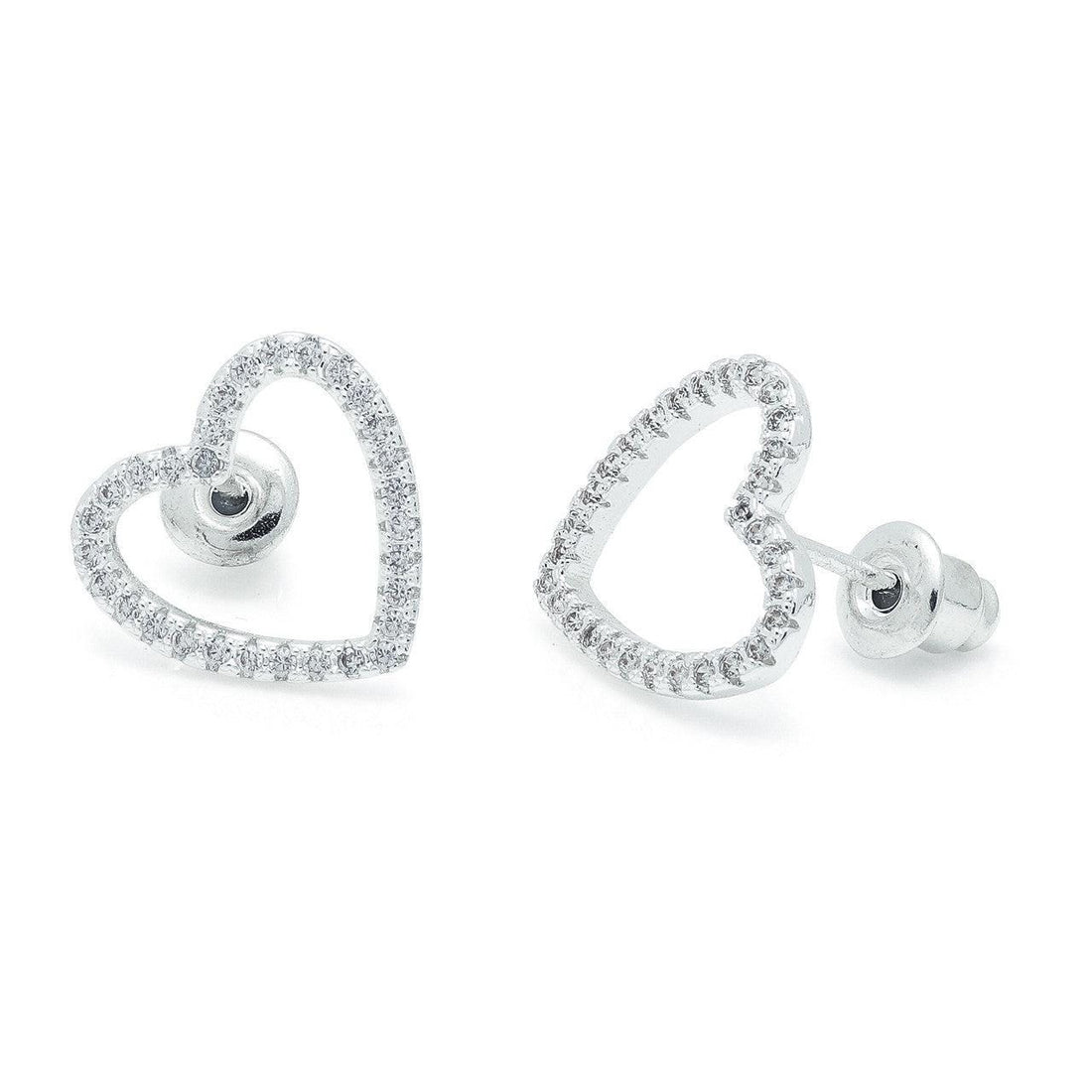 Open heart silver studs