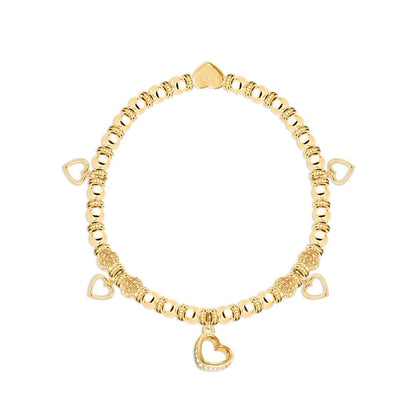 Especially For You - Gold hearts charm bracelet in flower box
