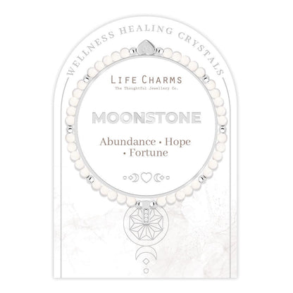Moonstone &amp; silver beads healing crystals bracelet