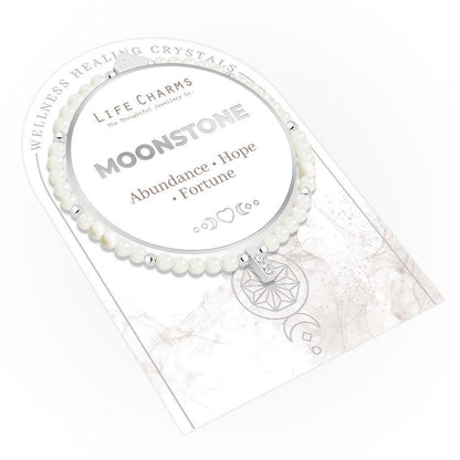 Moonstone &amp; silver beads healing crystals bracelet