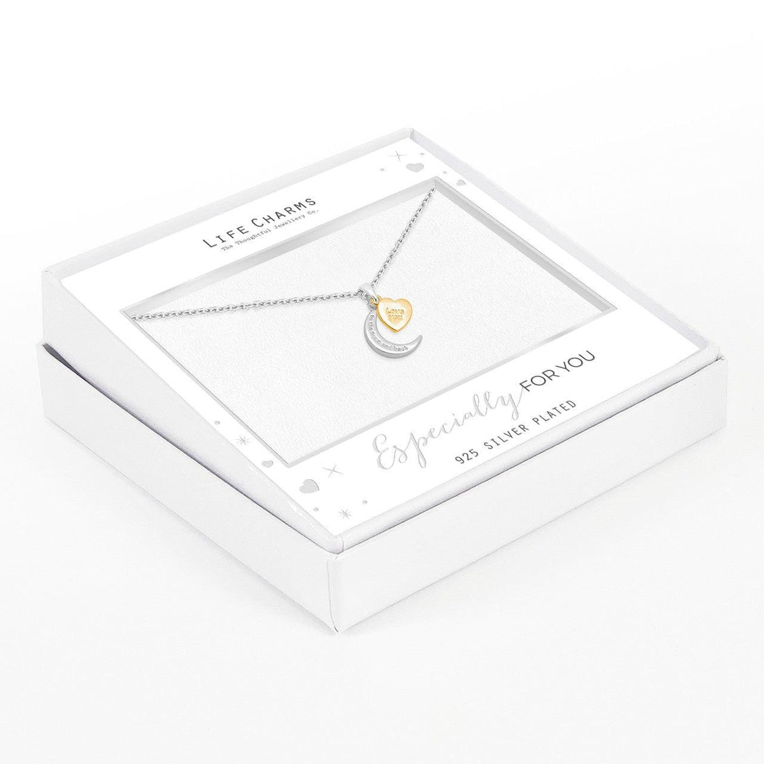 Moon and heart pendant necklace