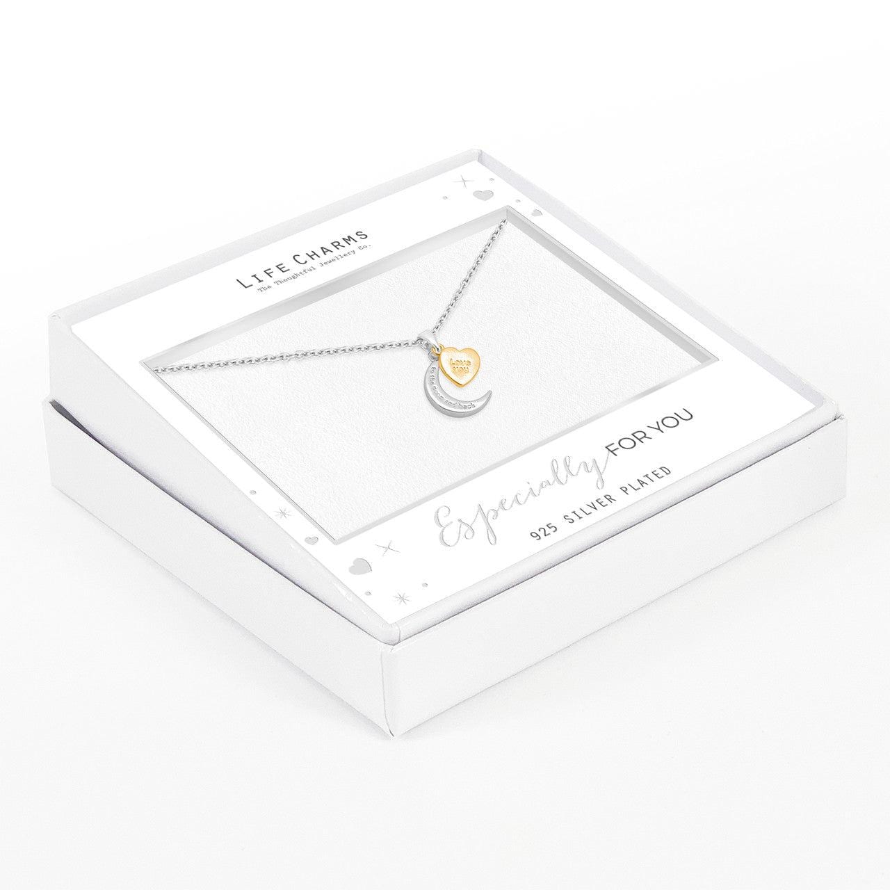 Moon and heart pendant necklace