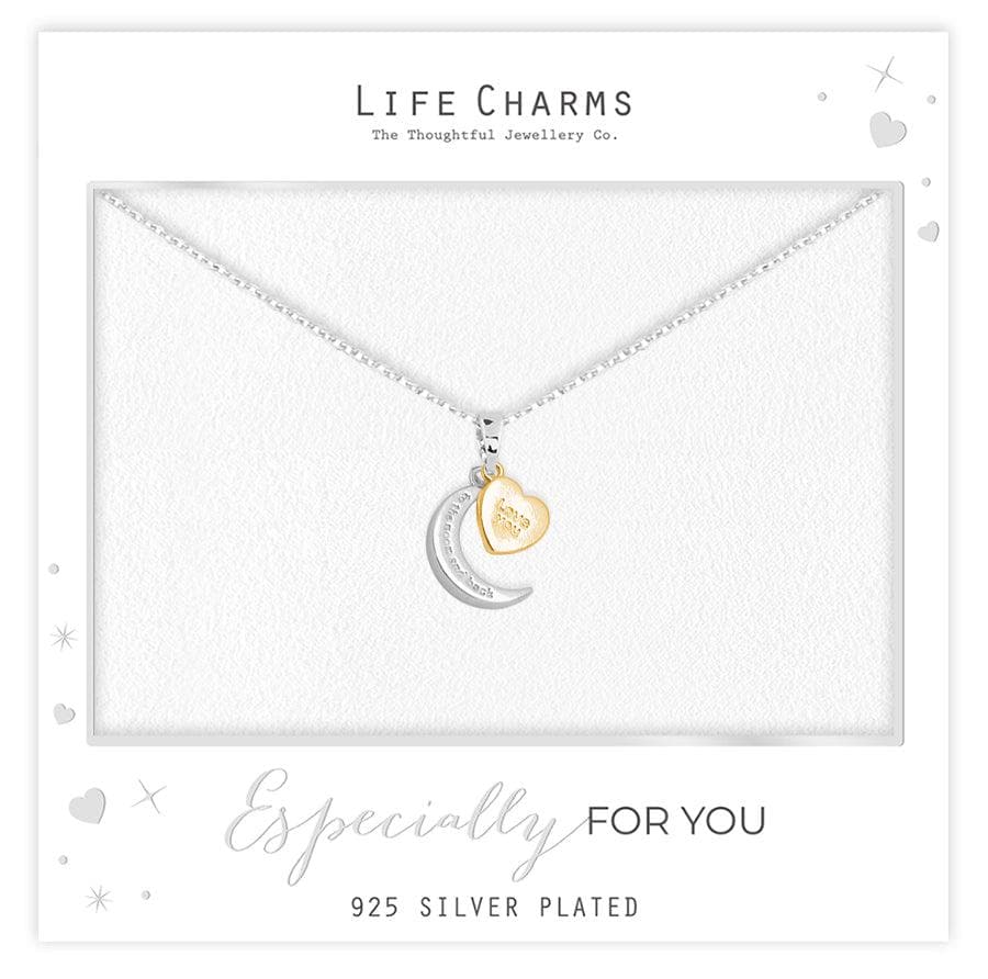 Moon and heart pendant necklace