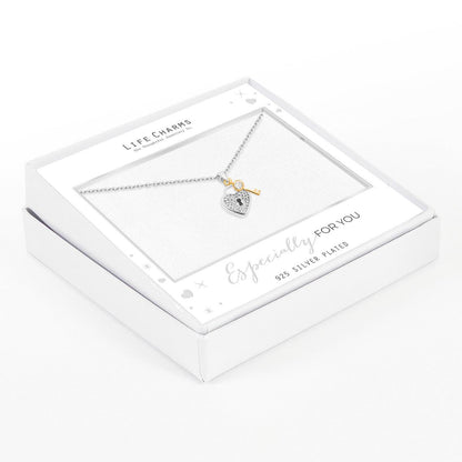 Heart lock &amp; key pendant necklace