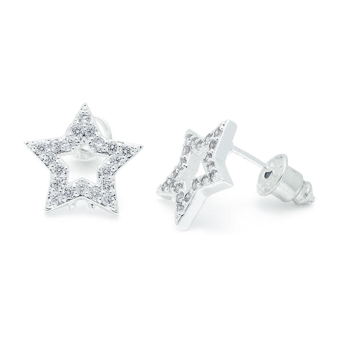 Open star silver studs
