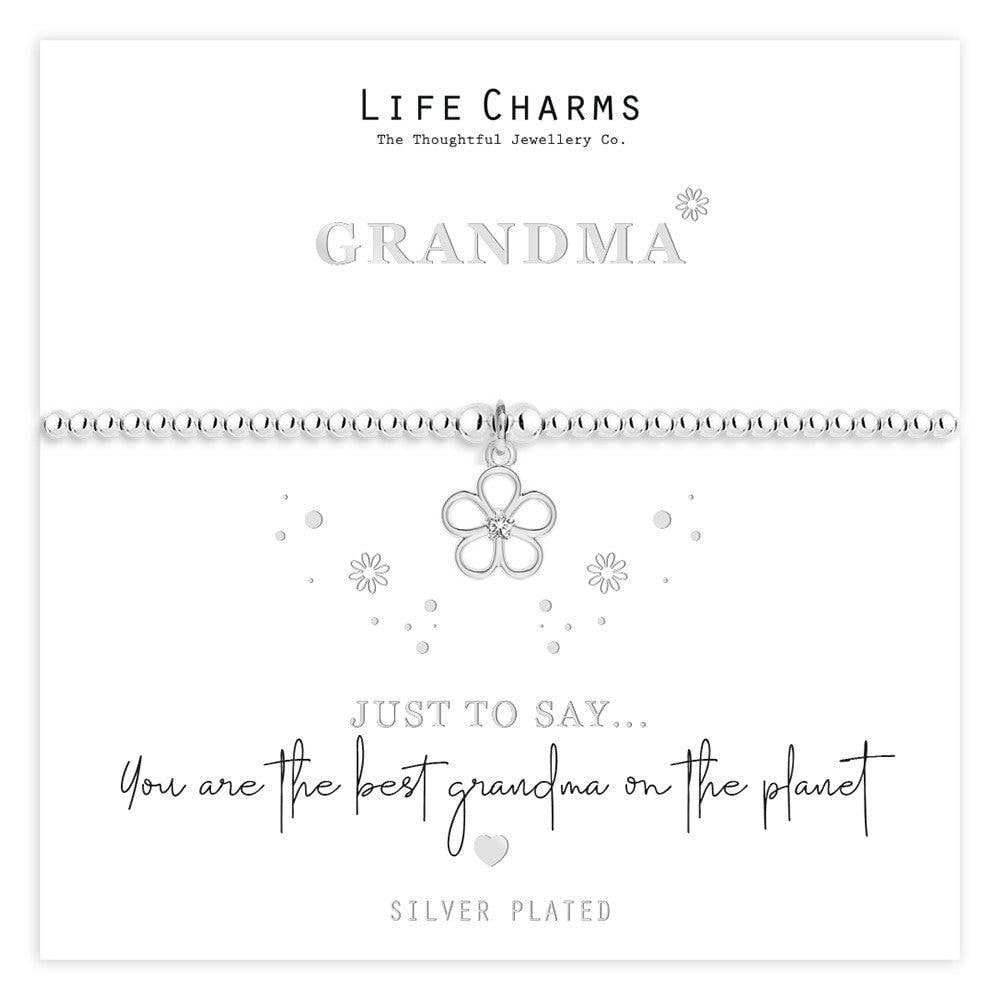 Just To Say Grandma flower charm bracelet