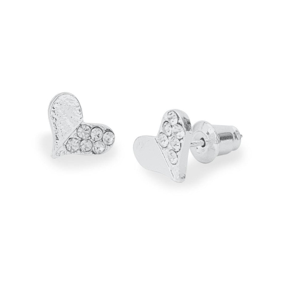 Sparkly heart silver studs