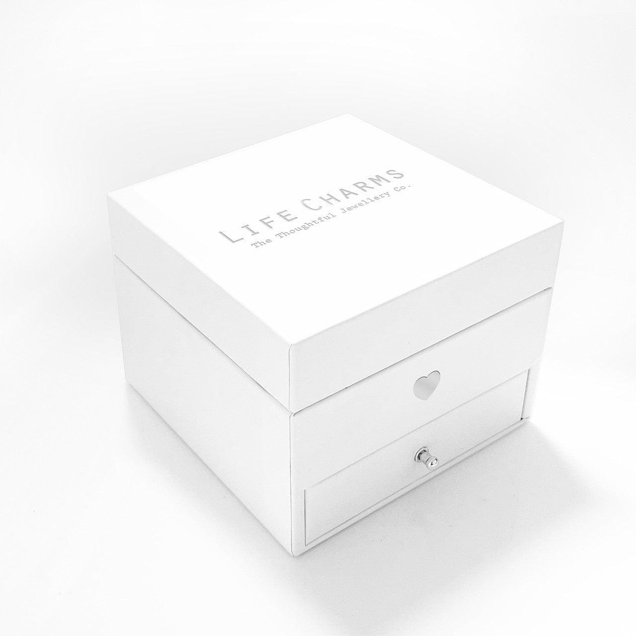 Love You to the moon and back - Double heart charm necklace in elegant red flower box