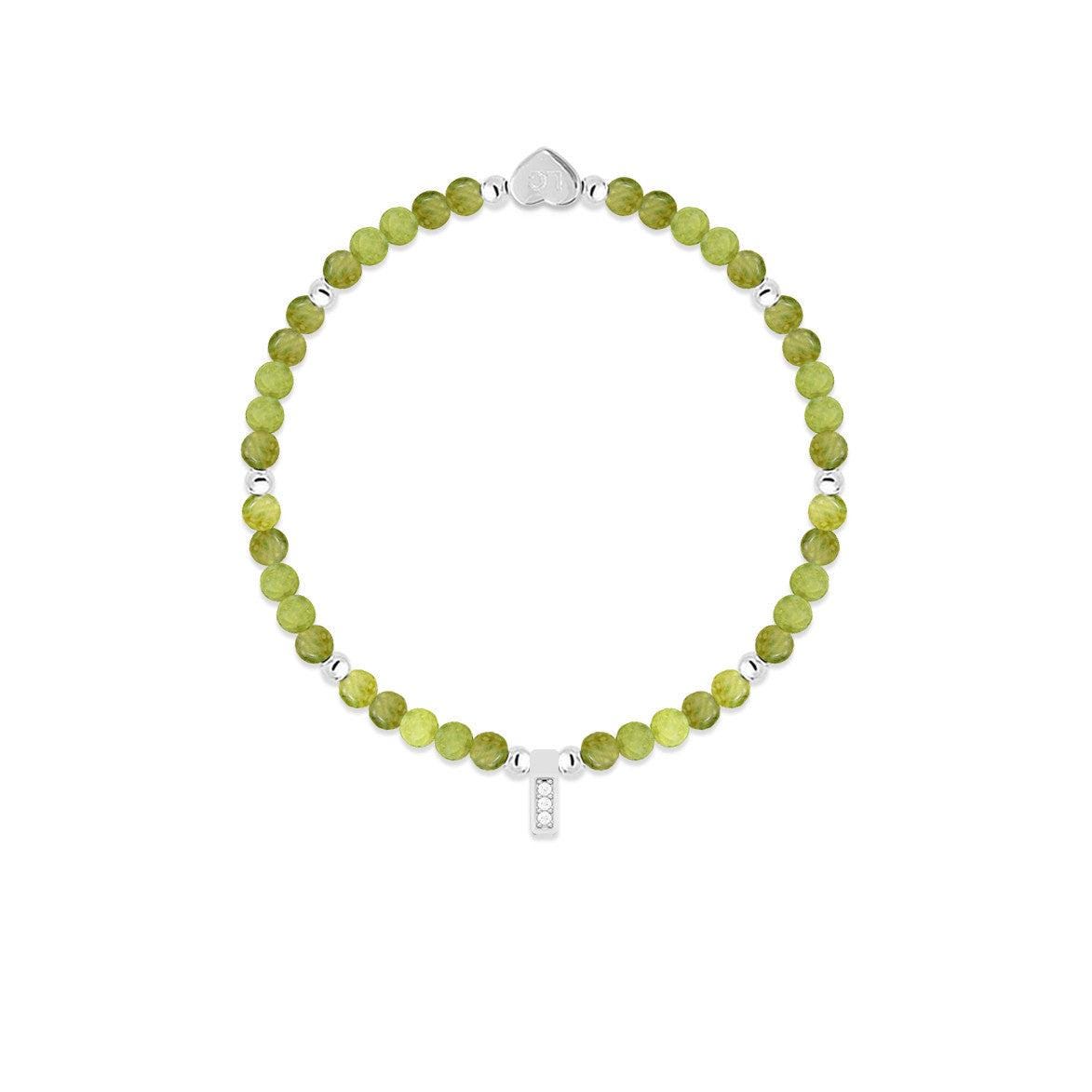 Peridot &amp; silver beads healing crystals bracelet