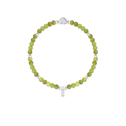 Peridot &amp; silver beads healing crystals bracelet