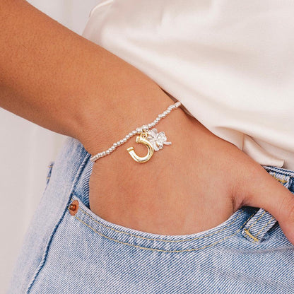 Just To Say Lots of luck clover and horseshoe charm bracelet